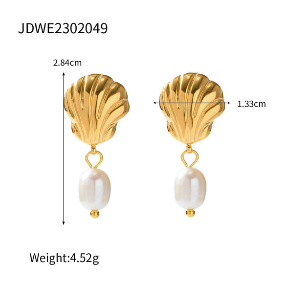 Shell Ring Starfish Pearl Imitation Pearl Necklace Stainless Steel Electroplating Geometric Style
