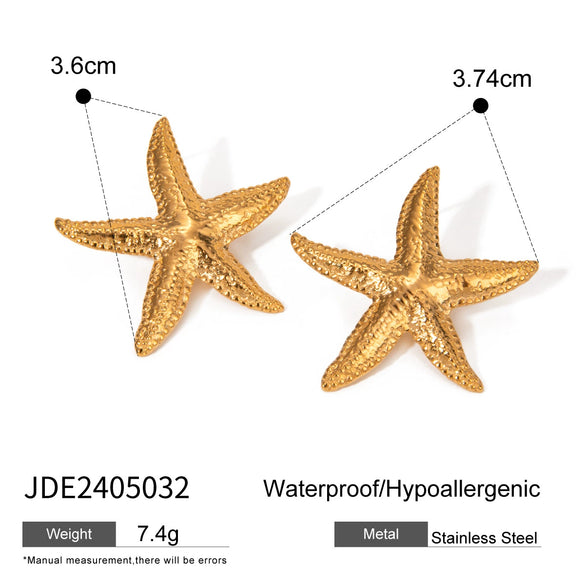 Shell Ring Starfish Pearl Imitation Pearl Necklace Stainless Steel Electroplating Geometric Style