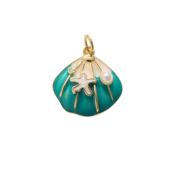 Shell Starfish Conch Animal Style Copper Jewelry Accessories Electroplated Bracelet Necklace Keychain Pendant