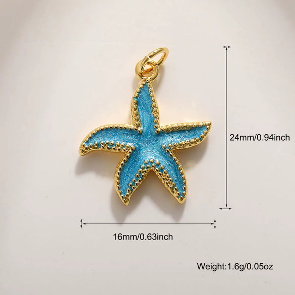 Shell Starfish Conch Animal Style Copper Jewelry Accessories Electroplated Bracelet Necklace Keychain Pendant