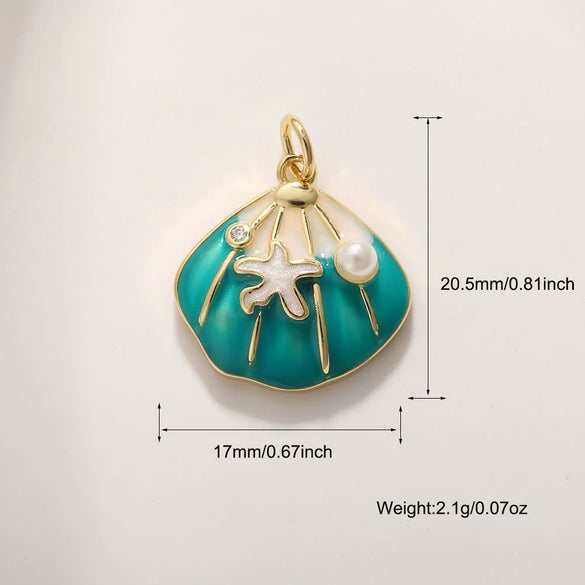 Shell Starfish Conch Animal Style Copper Jewelry Accessories Electroplated Bracelet Necklace Keychain Pendant