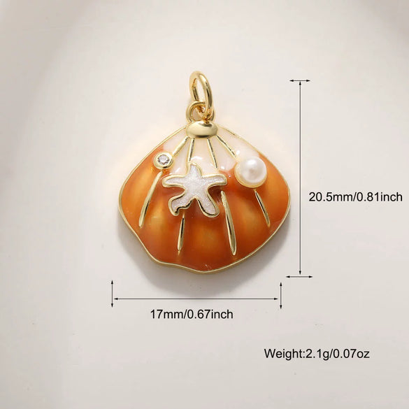 Shell Starfish Conch Animal Style Copper Jewelry Accessories Electroplated Bracelet Necklace Keychain Pendant