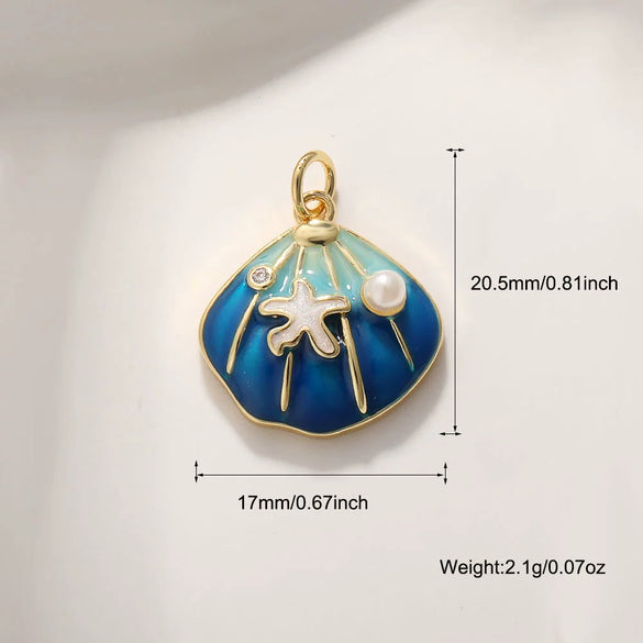 Shell Starfish Conch Animal Style Copper Jewelry Accessories Electroplated Bracelet Necklace Keychain Pendant
