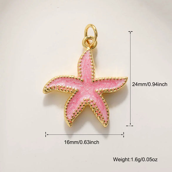 Shell Starfish Conch Animal Style Copper Jewelry Accessories Electroplated Bracelet Necklace Keychain Pendant