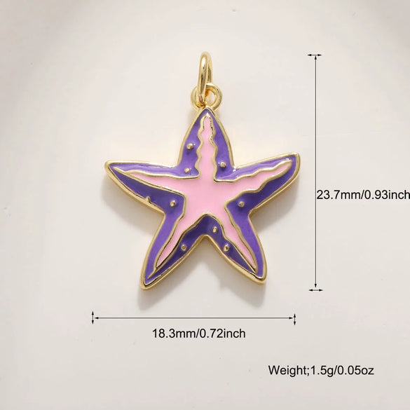 Shell Starfish Conch Animal Style Copper Jewelry Accessories Electroplated Bracelet Necklace Keychain Pendant