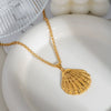 Shell Starfish Pendant Necklace Stainless Steel Ochain Necklace With Pvd Furnace Vacuum Real Gold Plating For Women Casual Minimalist Style