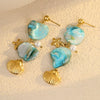 Shell Starfish Stainless Steel Tassel Pearl Pendant Earrings Jewelry Electroplating Women's Vacation Style