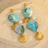 Shell Starfish Stainless Steel Tassel Pearl Pendant Earrings Jewelry Electroplating Women's Vacation Style