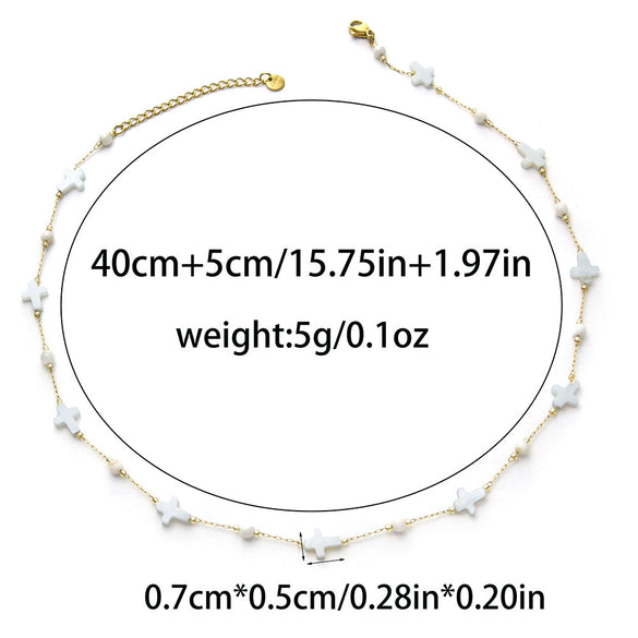 Shell String Beads Stainless Steel Chain Jewelry Set With Geometric Style And Electroplating Process