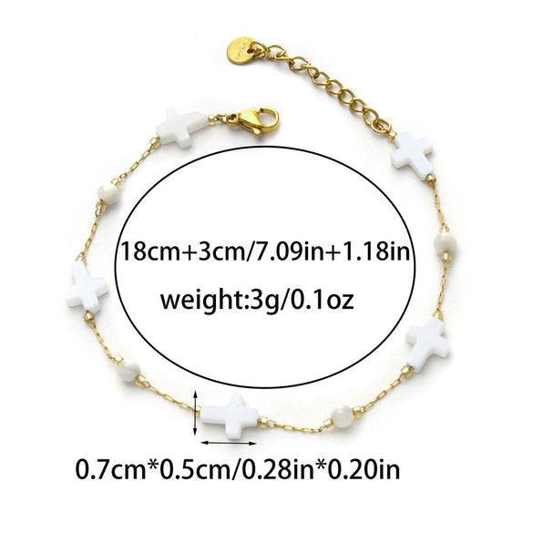 Shell String Beads Stainless Steel Chain Jewelry Set With Geometric Style And Electroplating Process