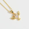 Shell Zircon Inlaid Disc Tigershaped Pendant Necklace Copper Electroplated Mixed Gemstone Setting For Women