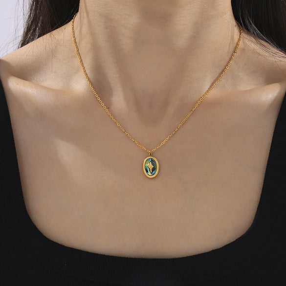 Shellfish Pendant Clavicle Necklace Titanium Steel Electroplated 18K Gold Geometric Light Luxury Women's Jewelry