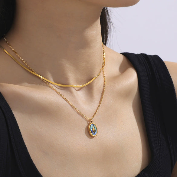 Shellfish Pendant Clavicle Necklace Titanium Steel Electroplated 18K Gold Geometric Light Luxury Women's Jewelry