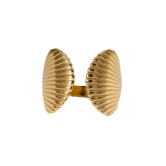 Shellshaped Open Ring With Marine Elements 18K Goldplated Highgrade Stainless Steel Women's Ring With Electroplating Design And Personality Style