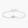 Shiny Airplane Sterling Silver Plating Inlay Zircon Rhodium Plated Bracelets