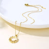 Shiny Circle 201 Stainless Steel Brass Plating Inlay Zircon 18K Gold Plated Women'S Pendant Necklace