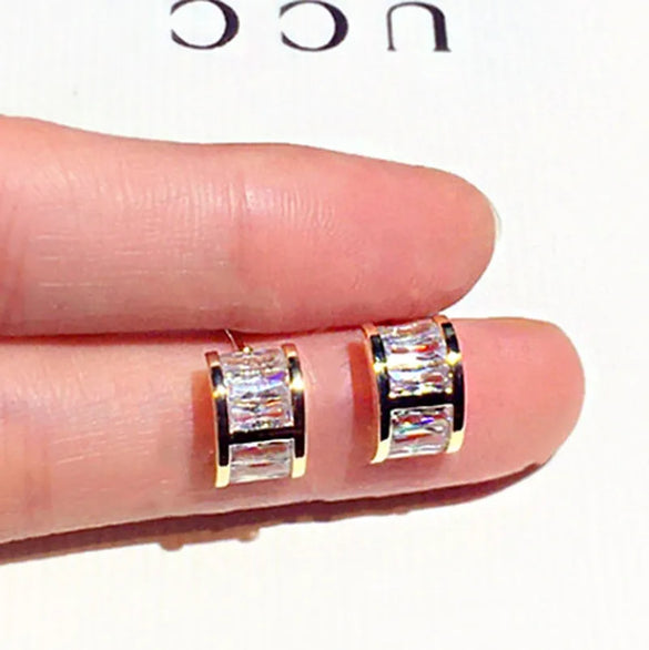 Shiny Cross Round Star Plating Inlay Copper Zircon 18k Gold Plated White Gold Plated Earrings