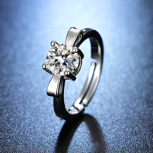 Shiny Geometric Copper Inlay Rhinestones Open Ring