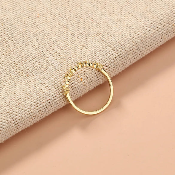 Shiny Geometric Copper Rings Inlay Zircon Copper Rings 1 Piece