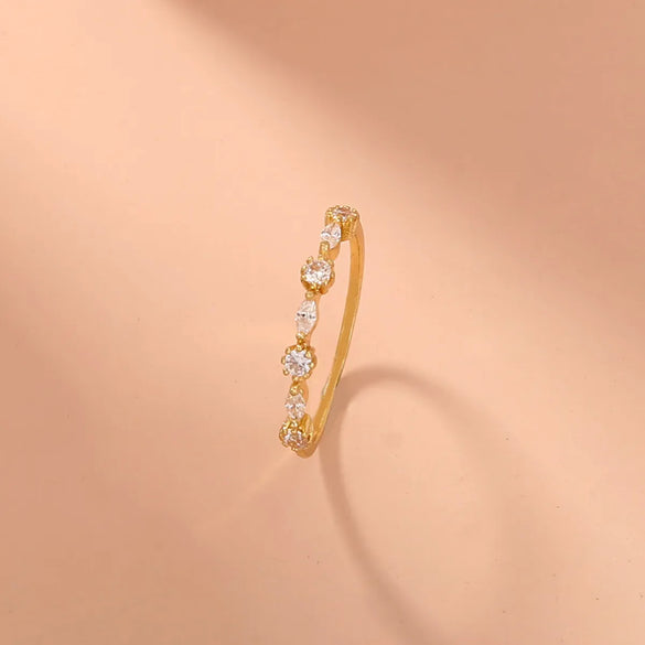 Shiny Geometric Copper Rings Inlay Zircon Copper Rings 1 Piece