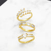 Shiny Leaves Heart Shape Copper 18k Gold Plated Zircon Open Ring In Bulk