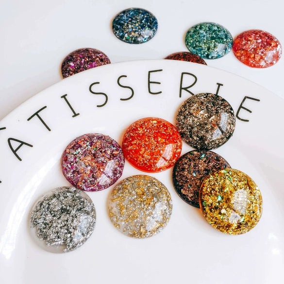 Shoe And Mobile Phone Case Accessories Acrylic Plastic Resin Round Irregular Gold Foil Glitter Dripping Oil Style