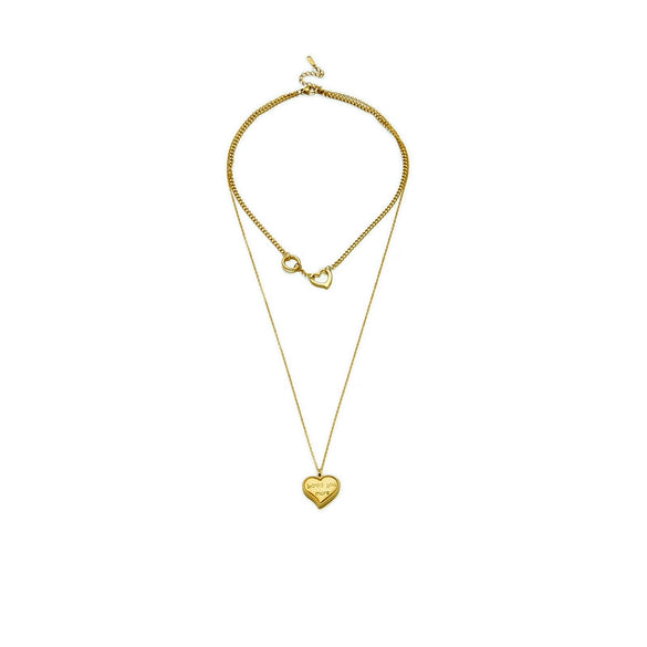 Short Clavicle Chain Multi Layer Necklace With Heart Shaped Titanium Steel Love Pendant In Cold Style