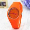 Silicone Alloy Ordinary Glass Mirror Round Dial Quartz Ultrathin Leisure Watch For Men And Women