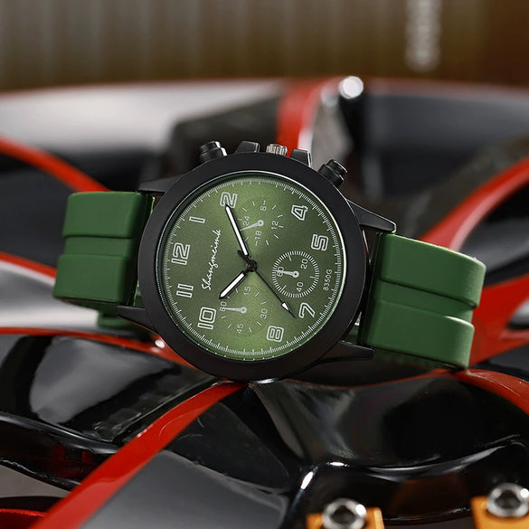 Silicone Alloy Quartz Business Watches For Men With Round Dial