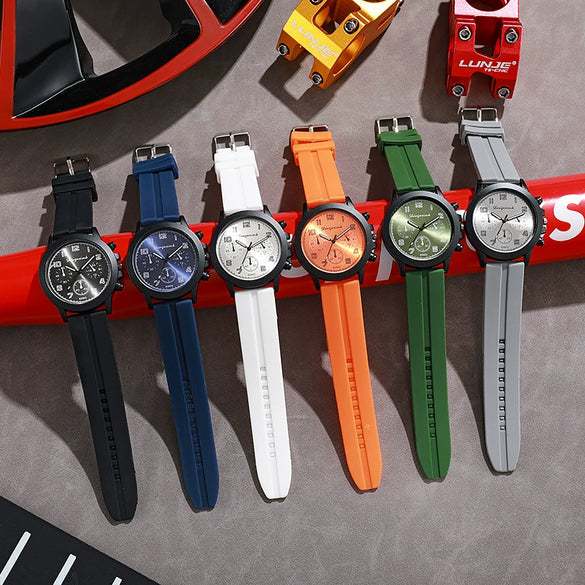 Silicone Alloy Quartz Business Watches For Men With Round Dial