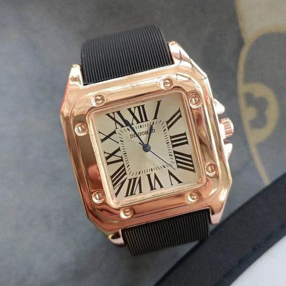 Silicone Alloy Stainless Steel Men's Square Casual Quartz Watch