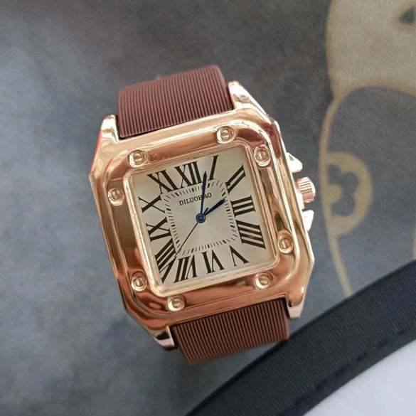 Silicone Alloy Stainless Steel Men's Square Casual Quartz Watch