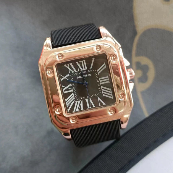Silicone Alloy Stainless Steel Men's Square Casual Quartz Watch