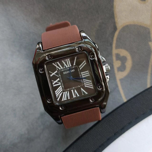 Silicone Alloy Stainless Steel Men's Square Casual Quartz Watch