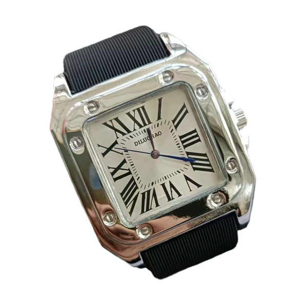 Silicone Alloy Stainless Steel Men's Square Casual Quartz Watch