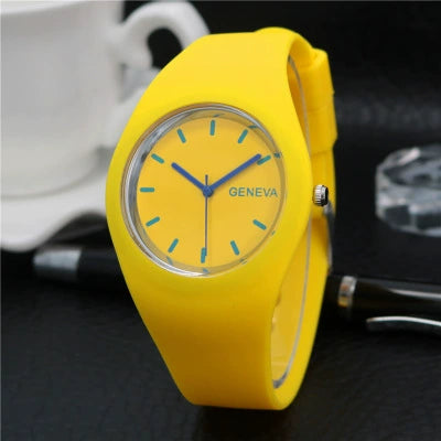 Silicone Alloy Watch Round Dial Leisure Style For Men And Women