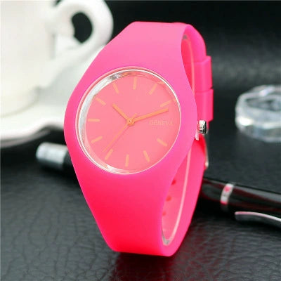 Silicone Alloy Watch Round Dial Leisure Style For Men And Women