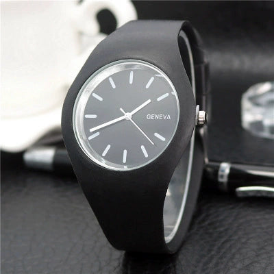 Silicone Alloy Watch Round Dial Leisure Style For Men And Women
