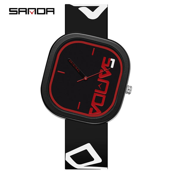 Silicone Band Square Watch For Students Waterproof Zinc Alloy Case Mineral Strengthened Glass Mirror Trendy Simple