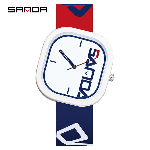 Silicone Band Square Watch For Students Waterproof Zinc Alloy Case Mineral Strengthened Glass Mirror Trendy Simple