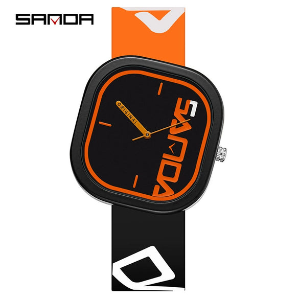 Silicone Band Square Watch For Students Waterproof Zinc Alloy Case Mineral Strengthened Glass Mirror Trendy Simple