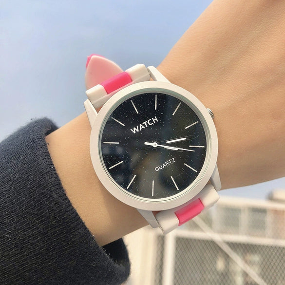 Silicone Band Watch Alloy Case Round Dial Casual Style