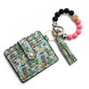 Silicone Bead Card Bag Western Style Cow Tau Sunflower Keychain Bracelet Wallet