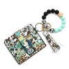 Silicone Bead Card Bag Western Style Cow Tau Sunflower Keychain Bracelet Wallet