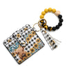 Silicone Bead Card Bag Western Style Cow Tau Sunflower Keychain Bracelet Wallet