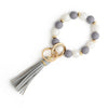 Silicone Bead Handmade Geometric Style Women's Wrist Bracelet With Tassel Pendant And Antilost Wooden Bead