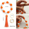 Silicone Bead Handmade Geometric Style Women's Wrist Bracelet With Tassel Pendant And Antilost Wooden Bead