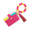Silicone Beads Pu Bracelet Keychain With Solid Color For Women Leisure Travel Style