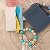 Silicone Beads Pu Bracelet Keychain With Solid Color For Women Leisure Travel Style