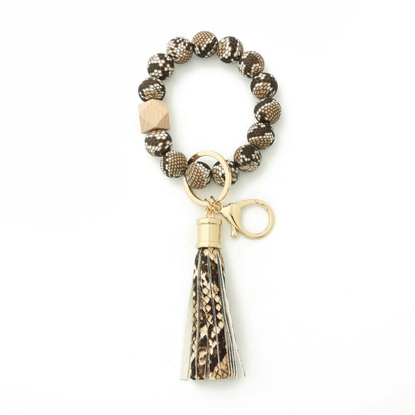 Silicone Bracelet With Leopard Print And Round Bead Design For Women